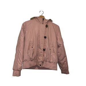 Sam Edelman Pink Outdoor Faux Fur Hooded Puffer Jacket Women's Size L